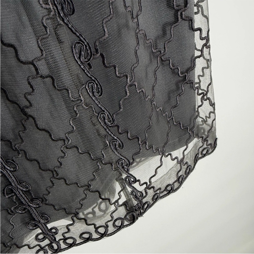Sue Wong Cocktail Dress Womens Size 4 Gray Sheer Mesh Lace Embroidery Lined - Picture 4 of 10
